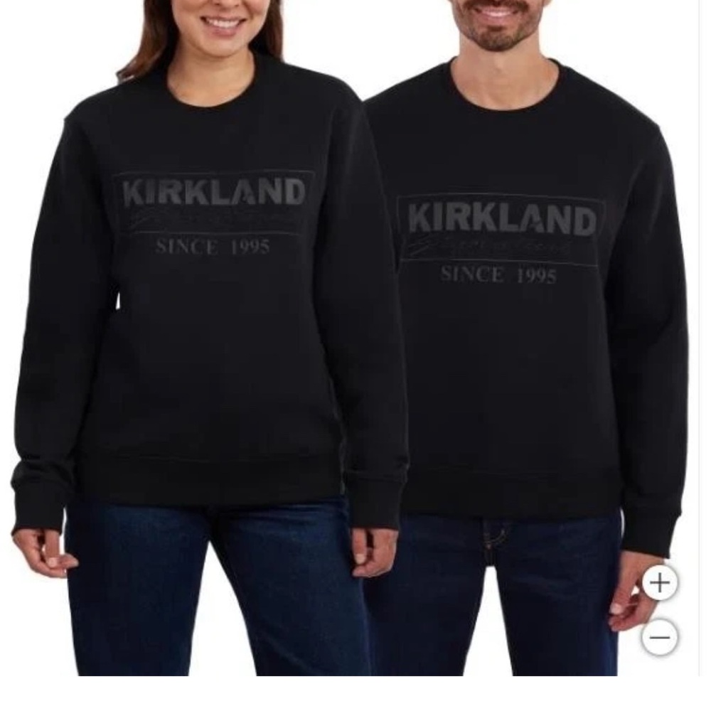 Kirkland Signature Mens Womens Sweatshirt Black Logo Crewneck Long Sleeve Unisex